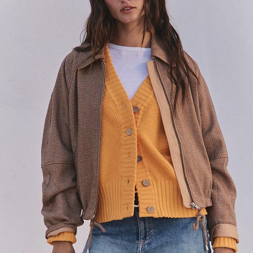 Free People Hailee Cardi Cardigan California Poppy Knit Sweater - Picture 5 of 6